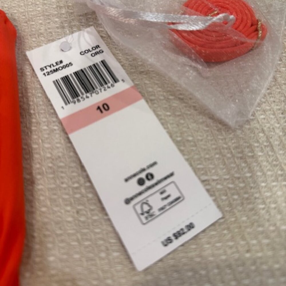 NWT! Anne Cole Twist Front Shirred One Piece-Orange Size 10 - Picture 4 of 6